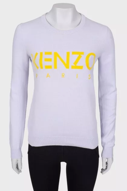 Lavender sweatshirt with a brand logo