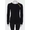 Woolen sweatshirt with textured decor