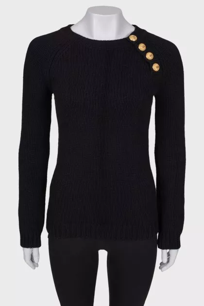 Woolen sweatshirt with textured decor