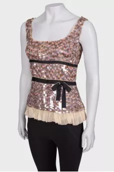 Silk top with sequins