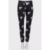 Skull print jeans