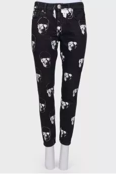 Skull print jeans