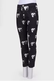 Skull print jeans