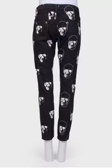Skull print jeans