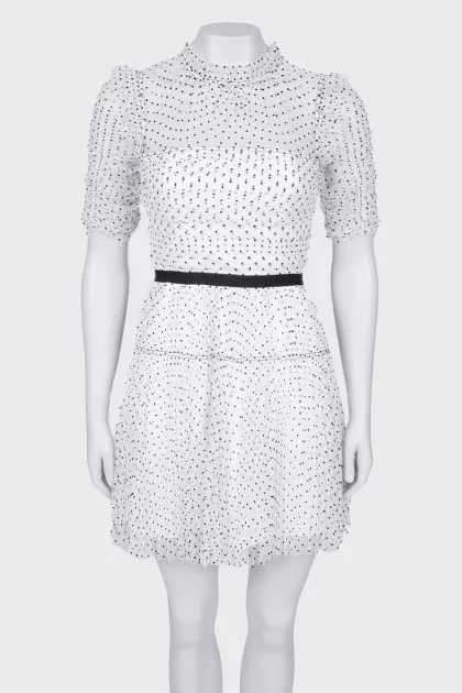 Black polka dot dress with tag
