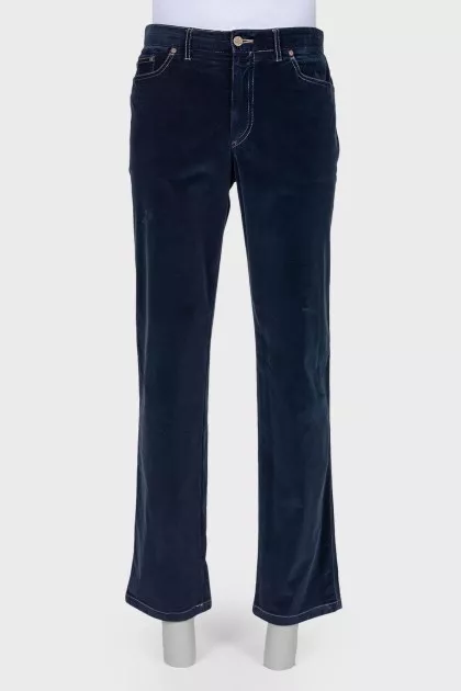 Men's blue velor trousers
