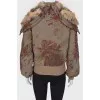 Woolen jacket with fox fur