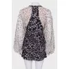 Star print silk romper