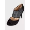 Glitter suede sandals