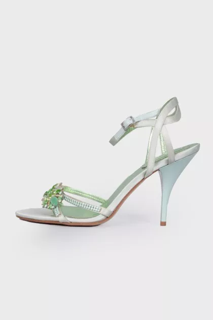 Sandals with rhinestone appliqué