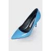 Lacquered blue heels