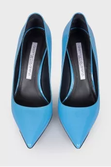 Lacquered blue heels
