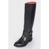 Leather boots with belt closure