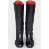 Leather boots with belt closure