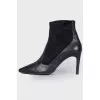 Leather boots with suede inserts