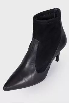 Leather boots with suede inserts