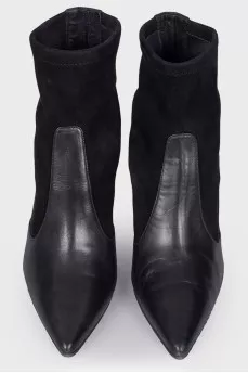 Leather boots with suede inserts