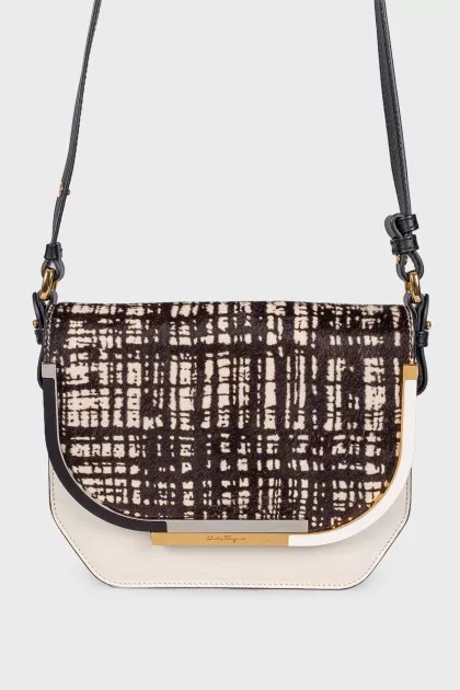Black and white bag with pony skin