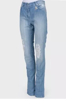 Jeans with decorative fading
