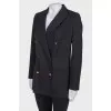 Double -breasted black jacket with metal buttons