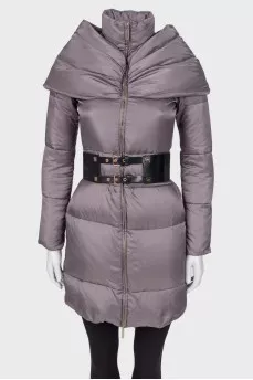 Padded jacket with belt