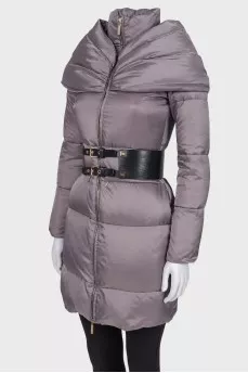 Padded jacket with belt