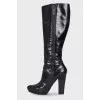 Leather boots with zipper