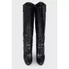 Leather boots with zipper