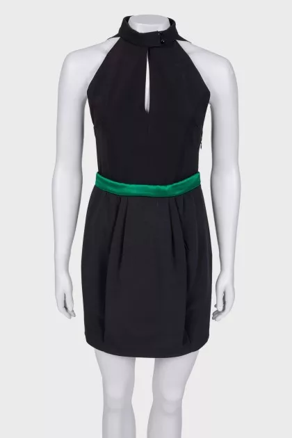 Dress with green silk insert