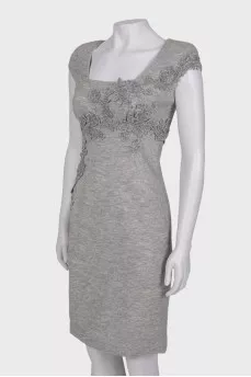 Cashmere dress with application