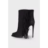 Fringed peep toecap ankle boots