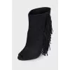 Fringed peep toecap ankle boots