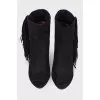 Fringed peep toecap ankle boots