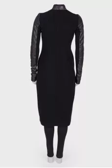Combined coat with leather inserts