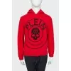Children's red hoodie with logo