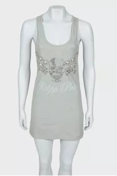 Top with rhinestone appliqué