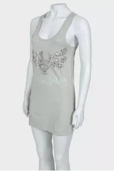 Top with rhinestone appliqué