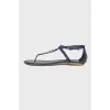 Patent blue sandals