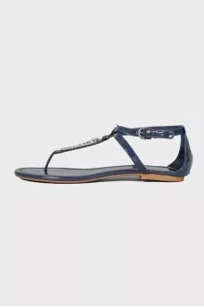 Patent blue sandals