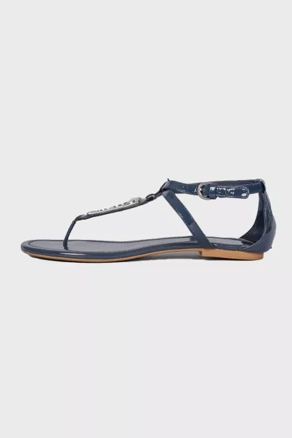 Patent blue sandals