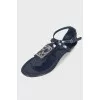 Patent blue sandals