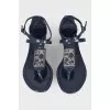 Patent blue sandals