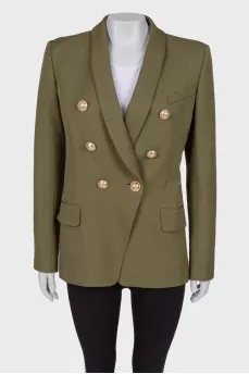 Green jacket with textured buttons