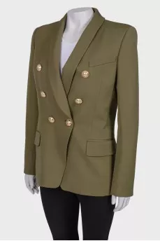 Green jacket with textured buttons