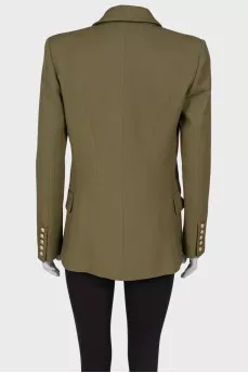 Green jacket with textured buttons