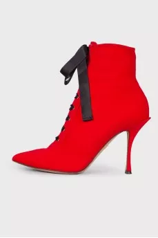 Textile red ankle boots