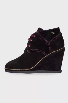 Suede Wedge Ankle Boots