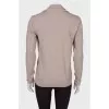 Beige Long-Sleeve Top with Decorative Collar