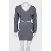 Gray dress with bright stripes