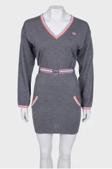 Gray dress with bright stripes